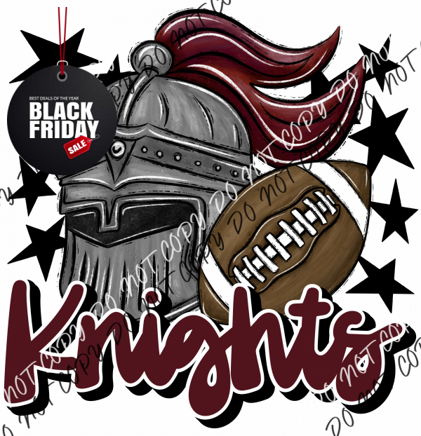 Mascot Knights Football Dtf Transfer (See Color Options) Pocket Size 3 / Maroon Transfers