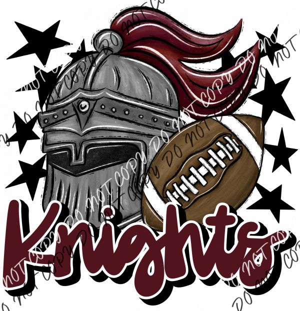 Mascot Knights Football Dtf Transfer (See Color Options) Pocket Size 3 / Maroon Transfers