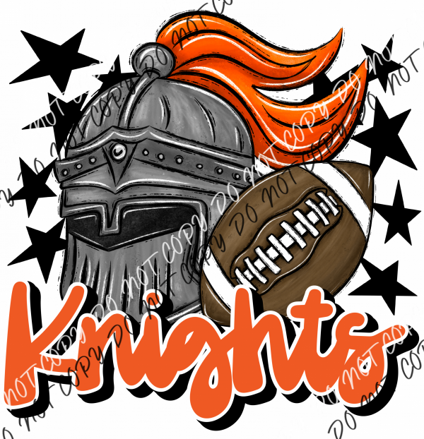 Mascot Knights Football Dtf Transfer (See Color Options) Pocket Size 3 / Orange Transfers