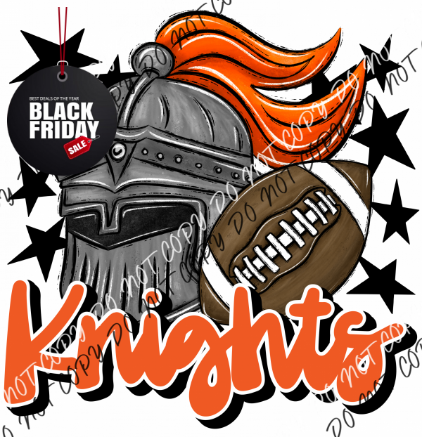 Mascot Knights Football Dtf Transfer (See Color Options) Pocket Size 3 / Orange Transfers