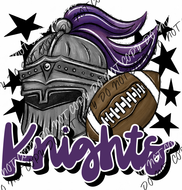 Mascot Knights Football Dtf Transfer (See Color Options) Pocket Size 3 / Purple Transfers