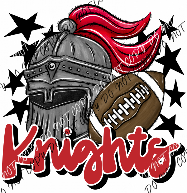 Mascot Knights Football Dtf Transfer (See Color Options) Pocket Size 3 / Red Transfers