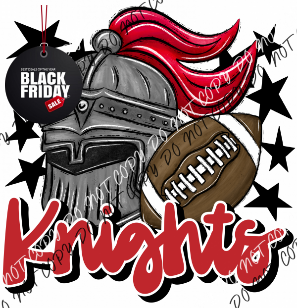 Mascot Knights Football Dtf Transfer (See Color Options) Pocket Size 3 / Red Transfers