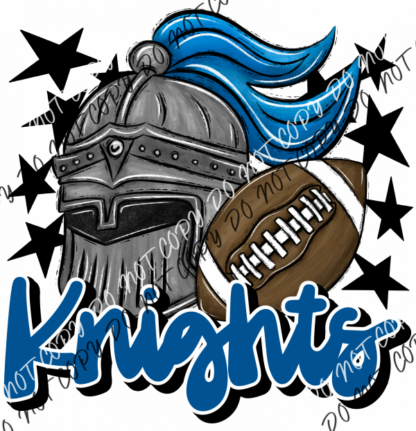 Mascot Knights Football Dtf Transfer (See Color Options) Pocket Size 3 / Royal Transfers