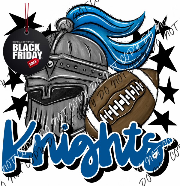 Mascot Knights Football Dtf Transfer (See Color Options) Pocket Size 3 / Royal Transfers