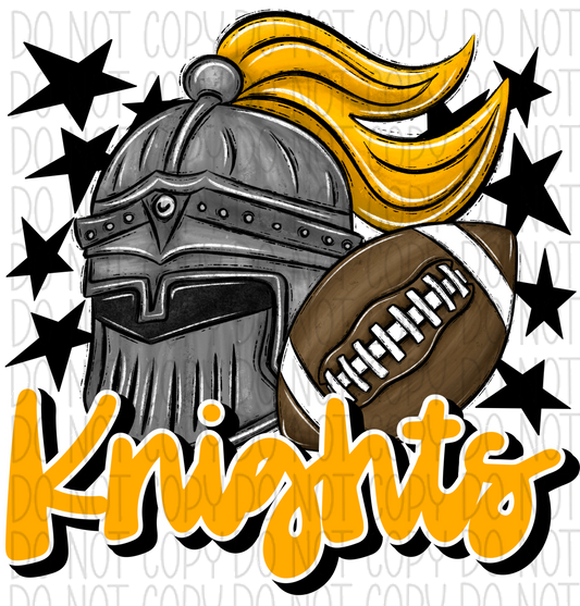 Mascot Knights Football Dtf Transfer (See Color Options) Pocket Size 3 / Yellow Transfers