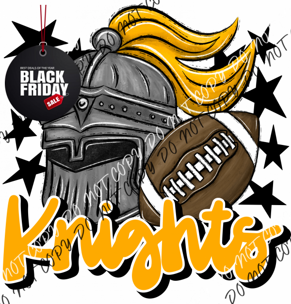 Mascot Knights Football Dtf Transfer (See Color Options) Pocket Size 3 / Yellow Transfers