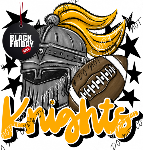 Mascot Knights Football Dtf Transfer (See Color Options) Pocket Size 3 / Yellow Transfers