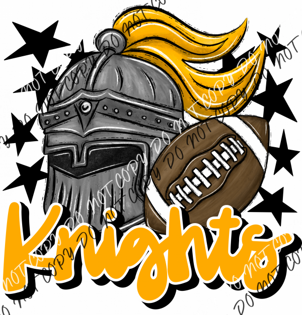 Mascot Knights Football Dtf Transfer (See Color Options) Pocket Size 3 / Yellow Transfers