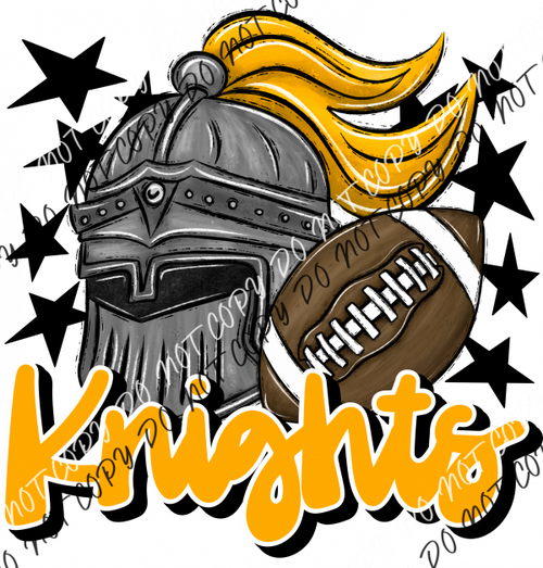 Mascot Knights Football Dtf Transfer (See Color Options) Pocket Size 3 / Yellow Transfers