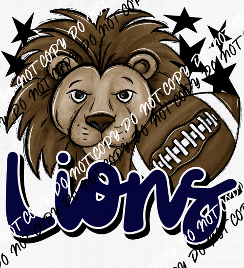 Mascot Lions Football DTF Transfer (See Color Options) - We Print U Press DTF Transfers