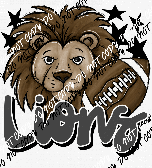 Mascot Lions Football DTF Transfer (See Color Options) - We Print U Press DTF Transfers