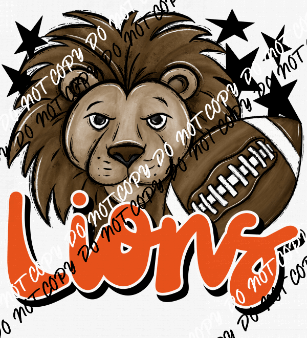 Mascot Lions Football DTF Transfer (See Color Options) - We Print U Press DTF Transfers