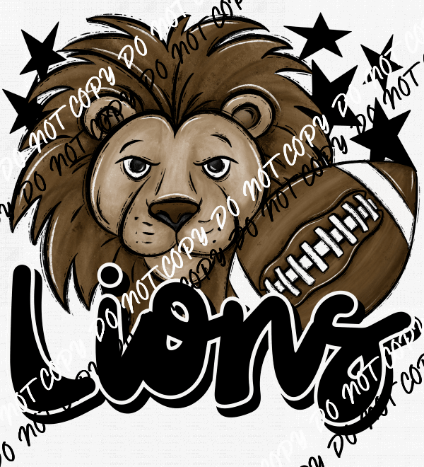 Mascot Lions Football DTF Transfer (See Color Options) - We Print U Press DTF Transfers