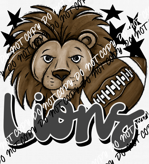 Mascot Lions Football DTF Transfer (See Color Options) - We Print U Press DTF Transfers