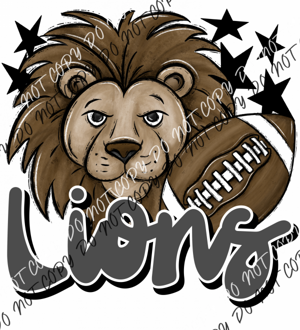 Mascot Lions Football Dtf Transfer (See Color Options) Pocket Size 3 / Gray Transfers