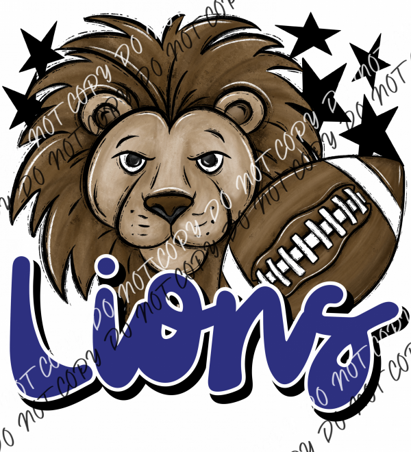 Mascot Lions Football Dtf Transfer (See Color Options) Pocket Size 3 / Royal Transfers