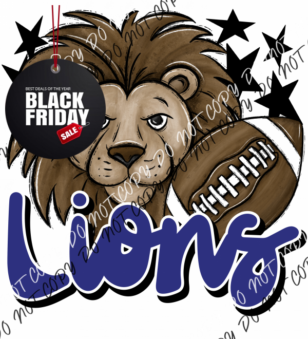 Mascot Lions Football Dtf Transfer (See Color Options) Pocket Size 3 / Royal Transfers