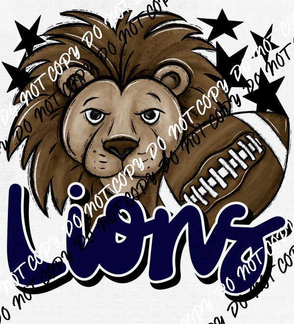 Mascot Lions Football DTF Transfer (See Color Options) - We Print U Press DTF Transfers