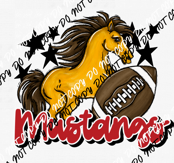 Mascot Mustangs Football DTF Transfer (See Color Options) - We Print U Press DTF Transfers