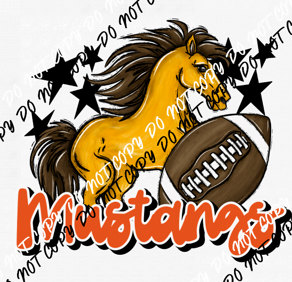 Mascot Mustangs Football DTF Transfer (See Color Options) - We Print U Press DTF Transfers