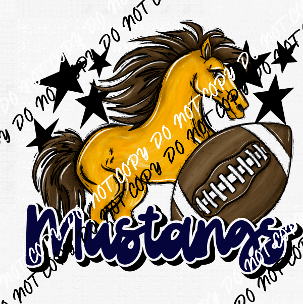 Mascot Mustangs Football DTF Transfer (See Color Options) - We Print U Press DTF Transfers