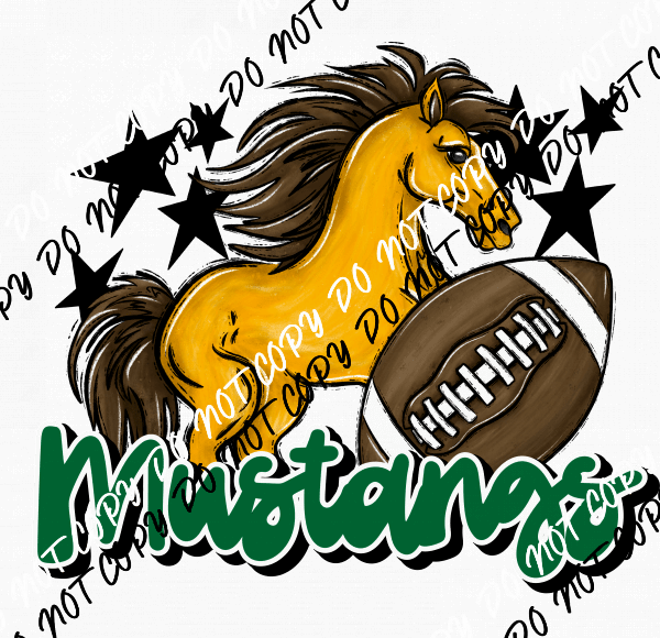 Mascot Mustangs Football DTF Transfer (See Color Options) - We Print U Press DTF Transfers