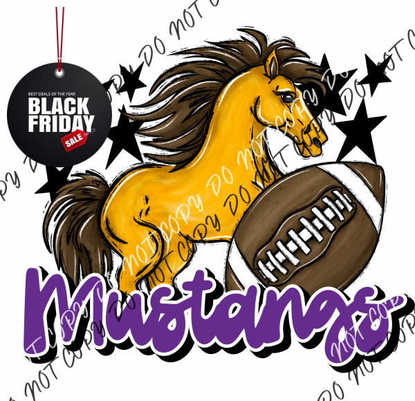 Mascot Mustangs Football Dtf Transfer (See Color Options) Pocket Size 3 / Purple Transfers