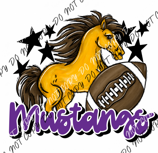 Mascot Mustangs Football Dtf Transfer (See Color Options) Pocket Size 3 / Purple Transfers