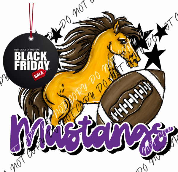 Mascot Mustangs Football Dtf Transfer (See Color Options) Pocket Size 3 / Purple Transfers