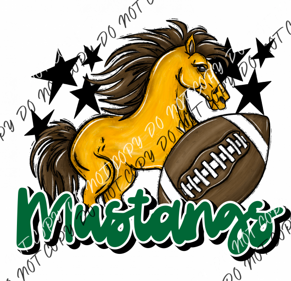 Mascot Mustangs Football Dtf Transfer (See Color Options) Pocket Size 3 / Green Transfers