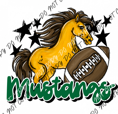 Mascot Mustangs Football Dtf Transfer (See Color Options) Pocket Size 3 / Green Transfers