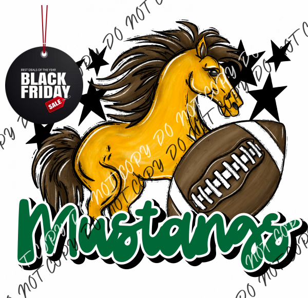 Mascot Mustangs Football Dtf Transfer (See Color Options) Pocket Size 3 / Green Transfers