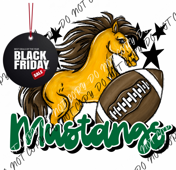 Mascot Mustangs Football Dtf Transfer (See Color Options) Pocket Size 3 / Green Transfers