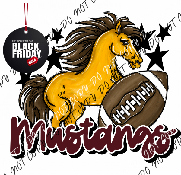 Mascot Mustangs Football Dtf Transfer (See Color Options) Pocket Size 3 / Maroon Transfers