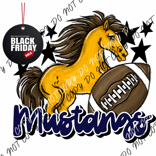 Mascot Mustangs Football Dtf Transfer (See Color Options) Pocket Size 3 / Navy Transfers