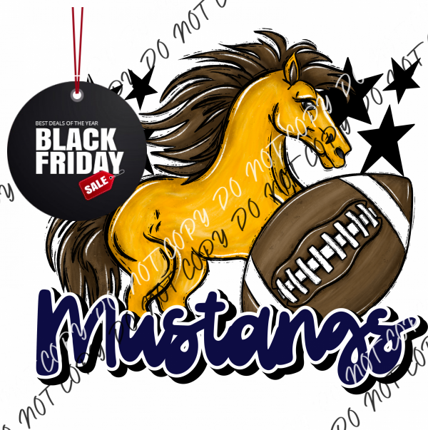 Mascot Mustangs Football Dtf Transfer (See Color Options) Pocket Size 3 / Navy Transfers