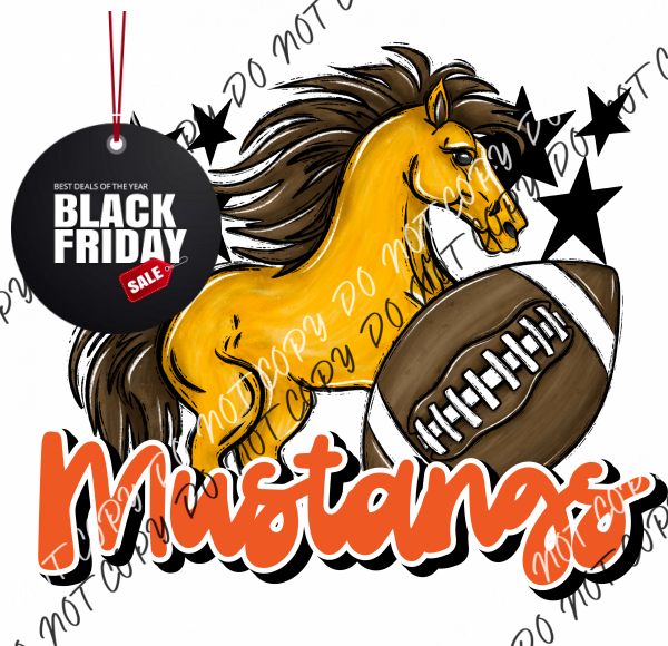 Mascot Mustangs Football Dtf Transfer (See Color Options) Pocket Size 3 / Orange Transfers