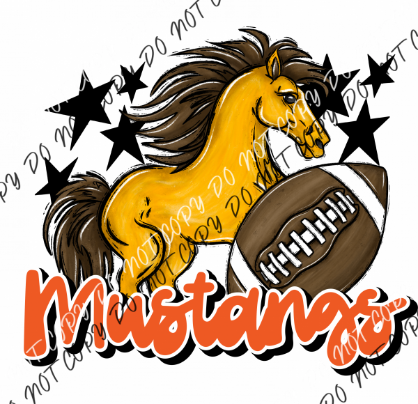 Mascot Mustangs Football Dtf Transfer (See Color Options) Pocket Size 3 / Orange Transfers