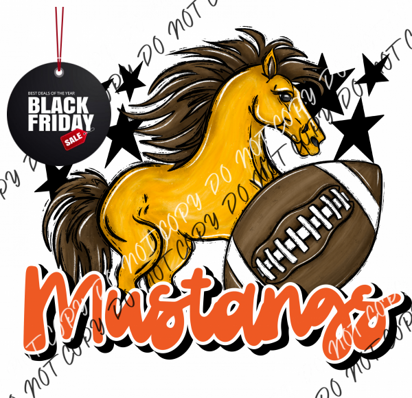 Mascot Mustangs Football Dtf Transfer (See Color Options) Pocket Size 3 / Orange Transfers