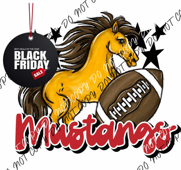 Mascot Mustangs Football Dtf Transfer (See Color Options) Pocket Size 3 / Red Transfers