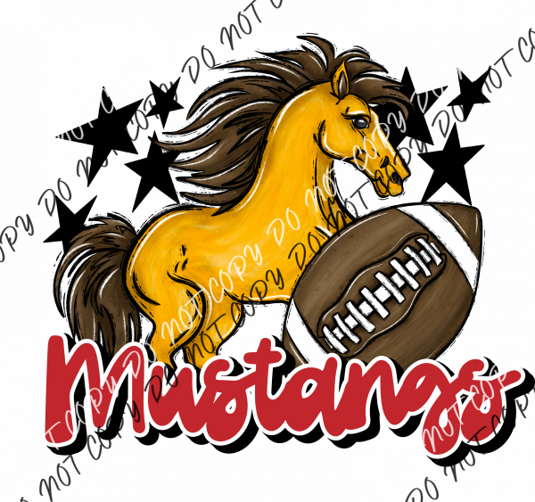 Mascot Mustangs Football Dtf Transfer (See Color Options) Pocket Size 3 / Red Transfers