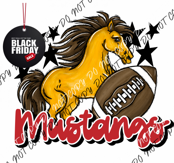 Mascot Mustangs Football Dtf Transfer (See Color Options) Pocket Size 3 / Red Transfers