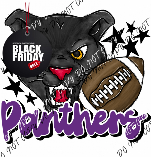 Mascot Panthers Football Dtf Transfer (See Color Options) Pocket Size 3 / Purple Transfers