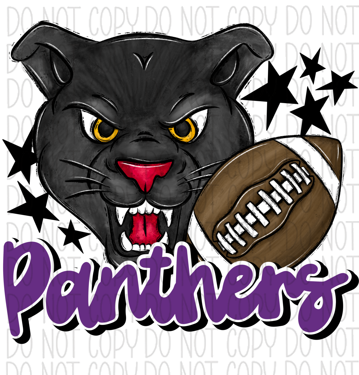 Mascot Panthers Football Dtf Transfer (See Color Options) Pocket Size 3 / Purple Transfers