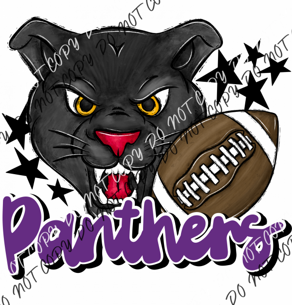 Mascot Panthers Football Dtf Transfer (See Color Options) Pocket Size 3 / Purple Transfers