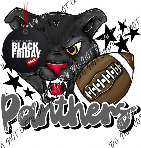 Mascot Panthers Football Dtf Transfer (See Color Options) Pocket Size 3 / Gray Transfers