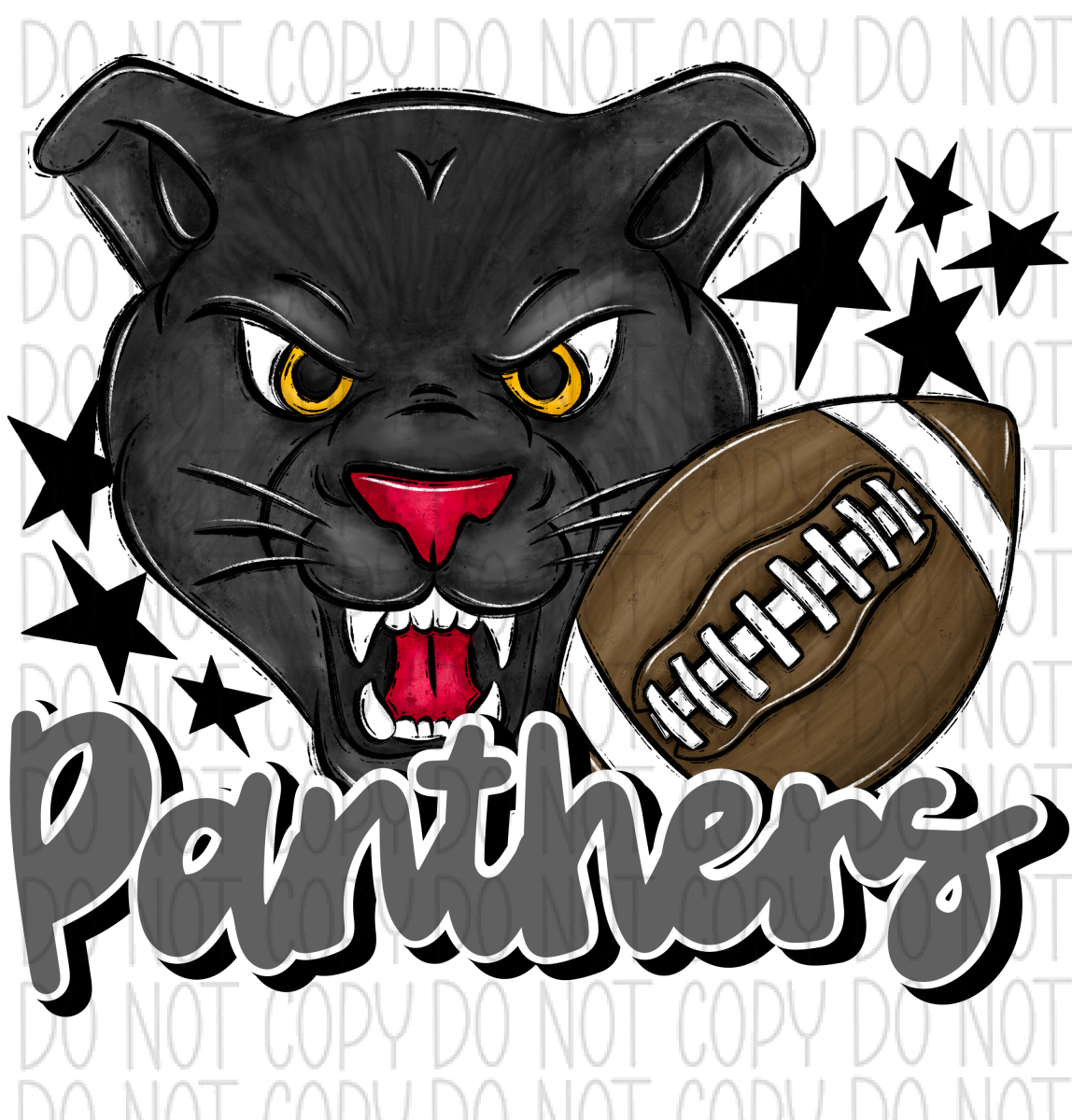 Mascot Panthers Football Dtf Transfer (See Color Options) Pocket Size 3 / Gray Transfers