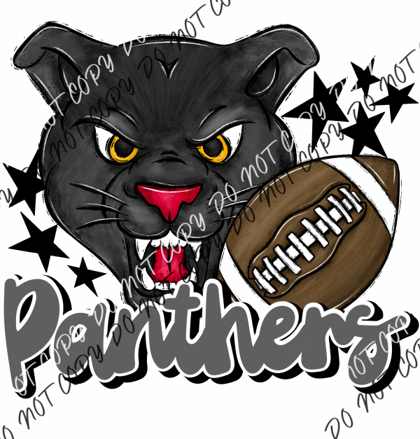 Mascot Panthers Football Dtf Transfer (See Color Options) Pocket Size 3 / Gray Transfers