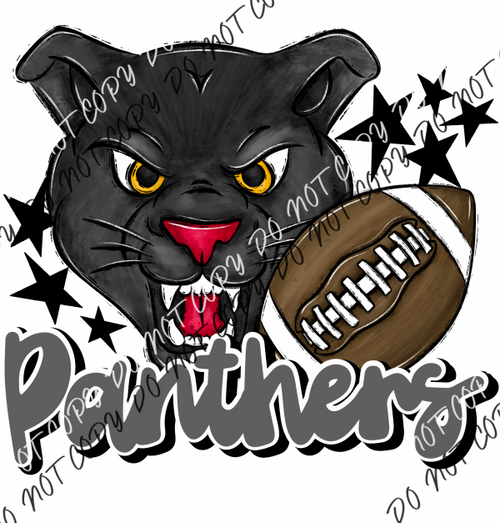 Mascot Panthers Football Dtf Transfer (See Color Options) Pocket Size 3 / Gray Transfers